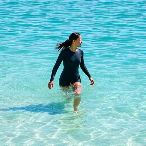 A girl practicing free diving in a shallow water, demonstrating her enthusiasm for underwater world.