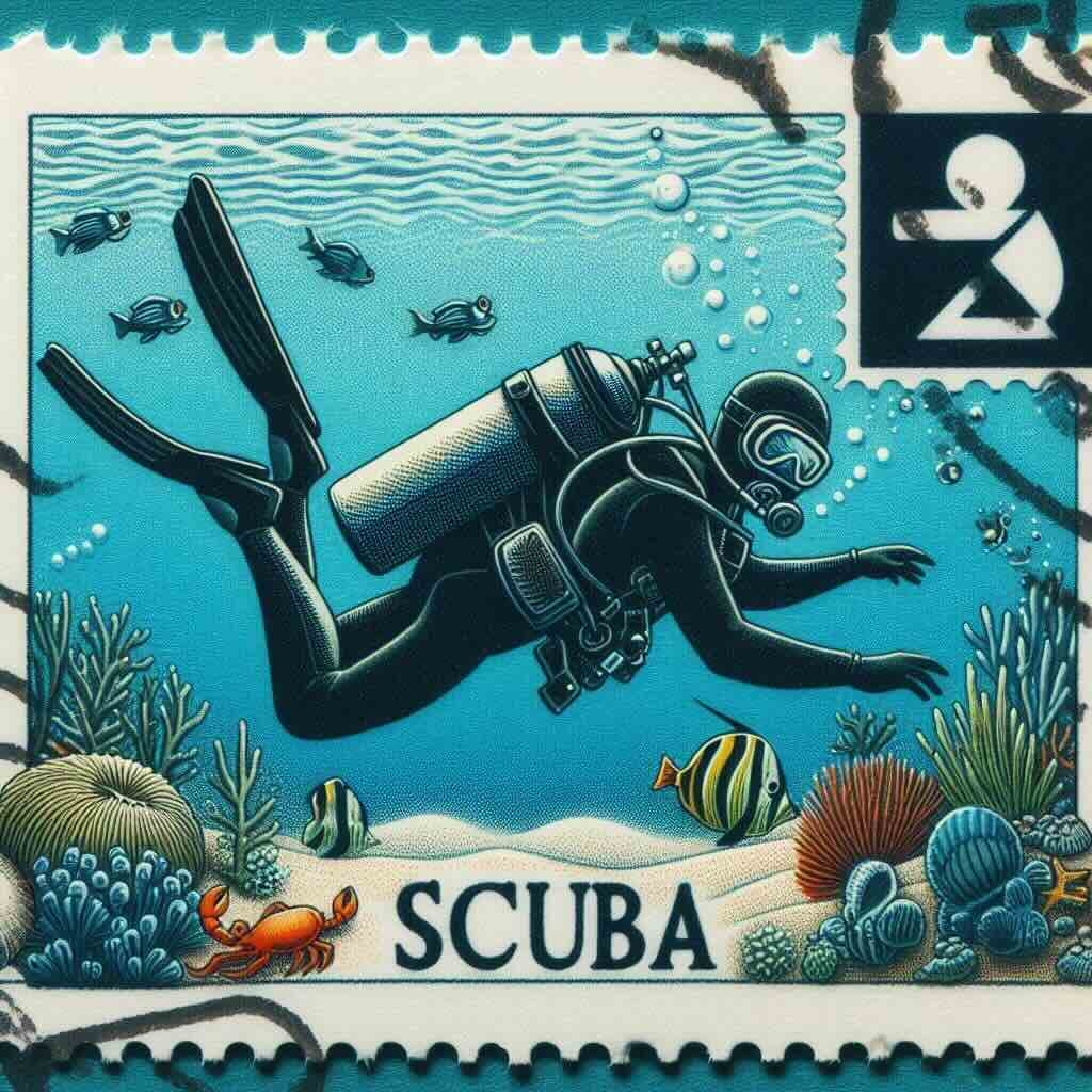 What Does Scuba Stand For? A vintage picture of a scuba diver underwater with the word