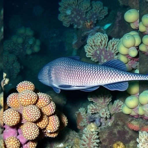 A wolf eel navigates the ocean, swimming close to a lively coral ecosystem.